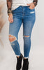 Mid Rise Crop Denim Skinny Jeans | Mica** - Final Sale