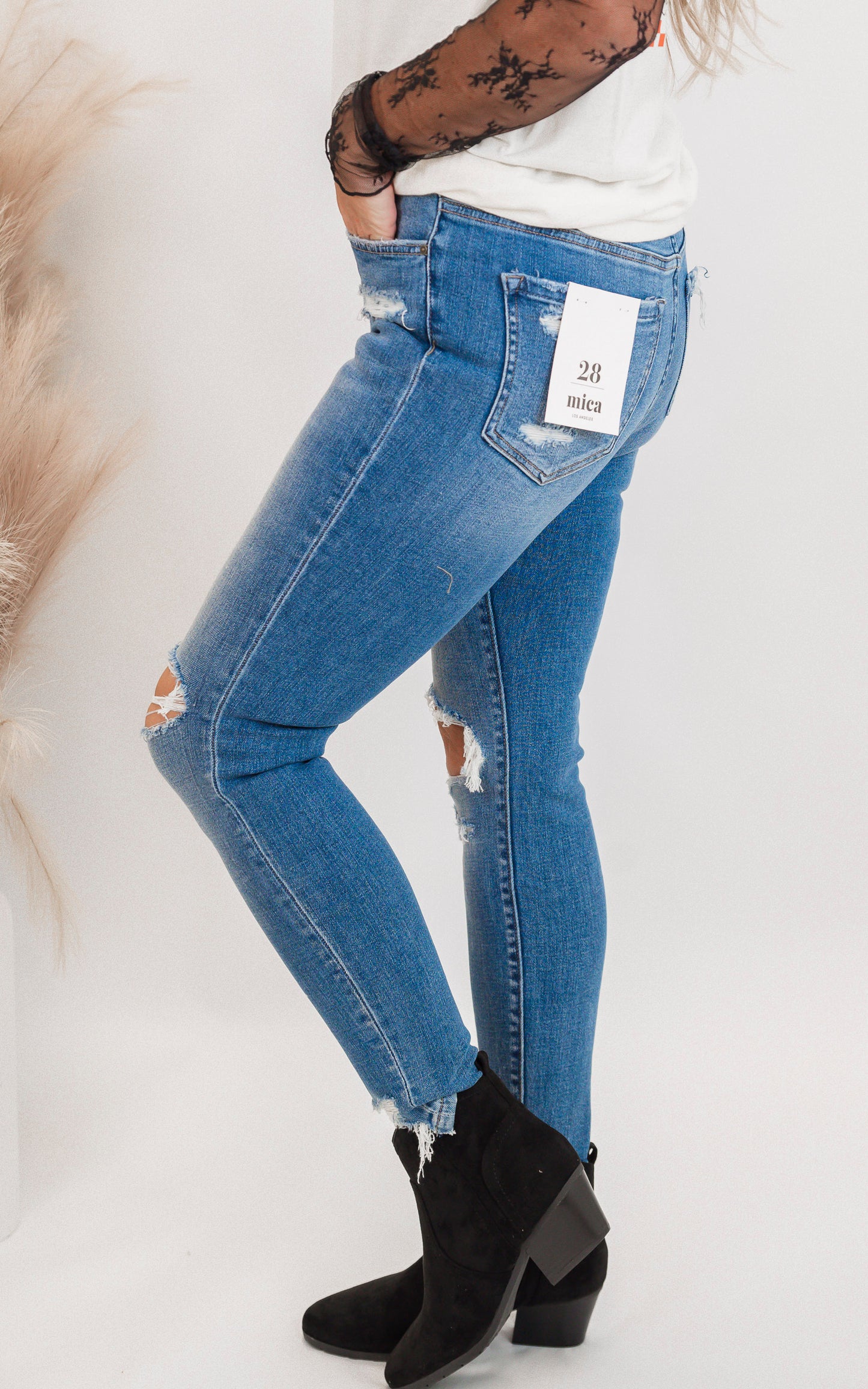 Mid Rise Crop Denim Skinny Jeans | Mica** - Final Sale