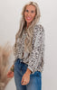 Natural Leopard 3/4 Sleeve Blouse Top** - Final Sale