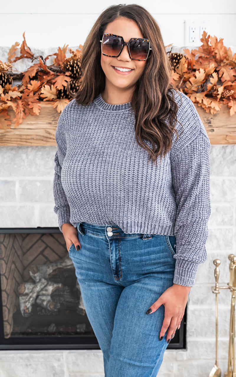 chenille cropped sweater 
