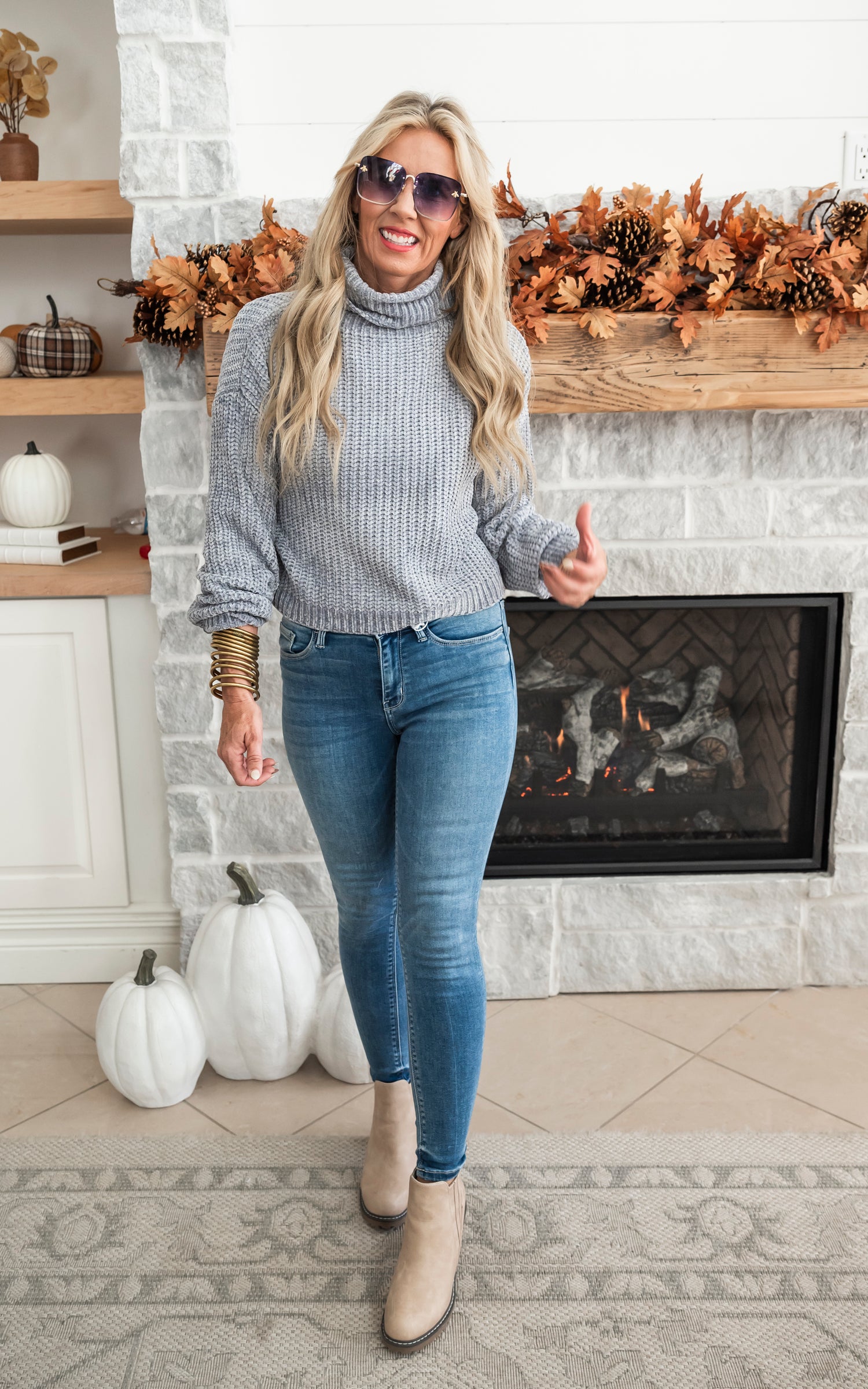 GREY CHENILLE TURTLENECK