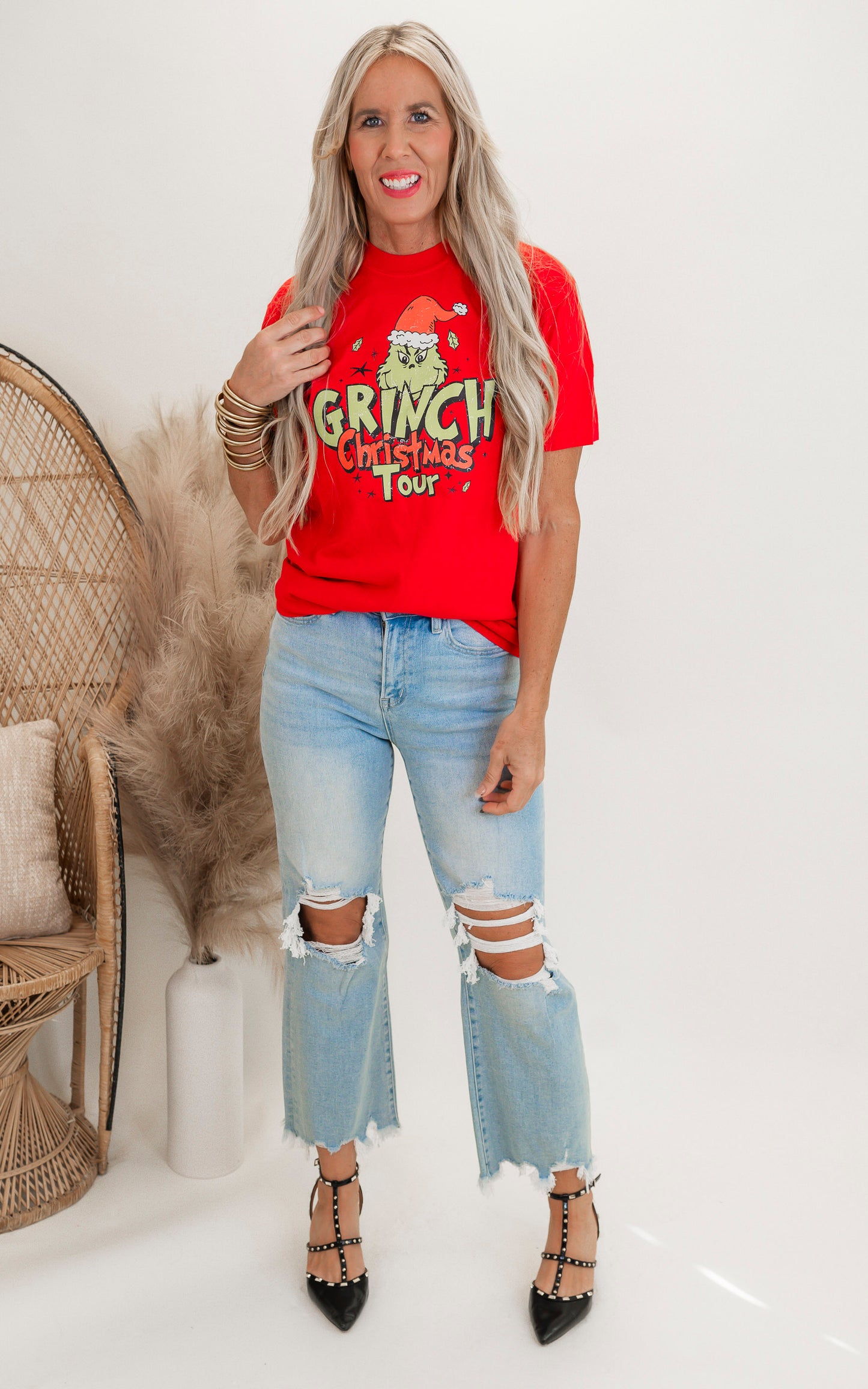 Grinch Christmas Tour Garment Dyed Graphic T-shirt**