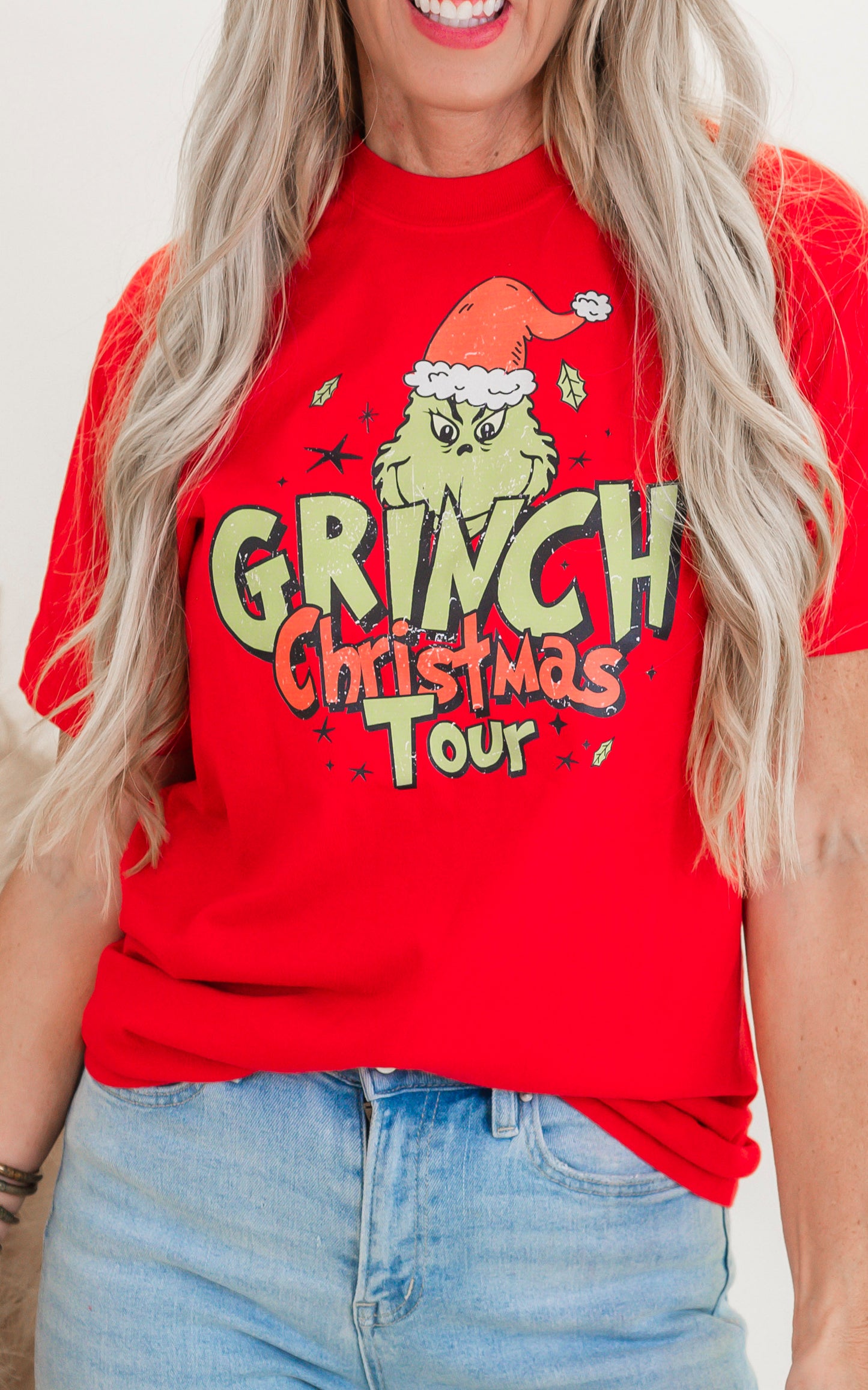 Grinch Christmas Tour Garment Dyed Graphic T-shirt**