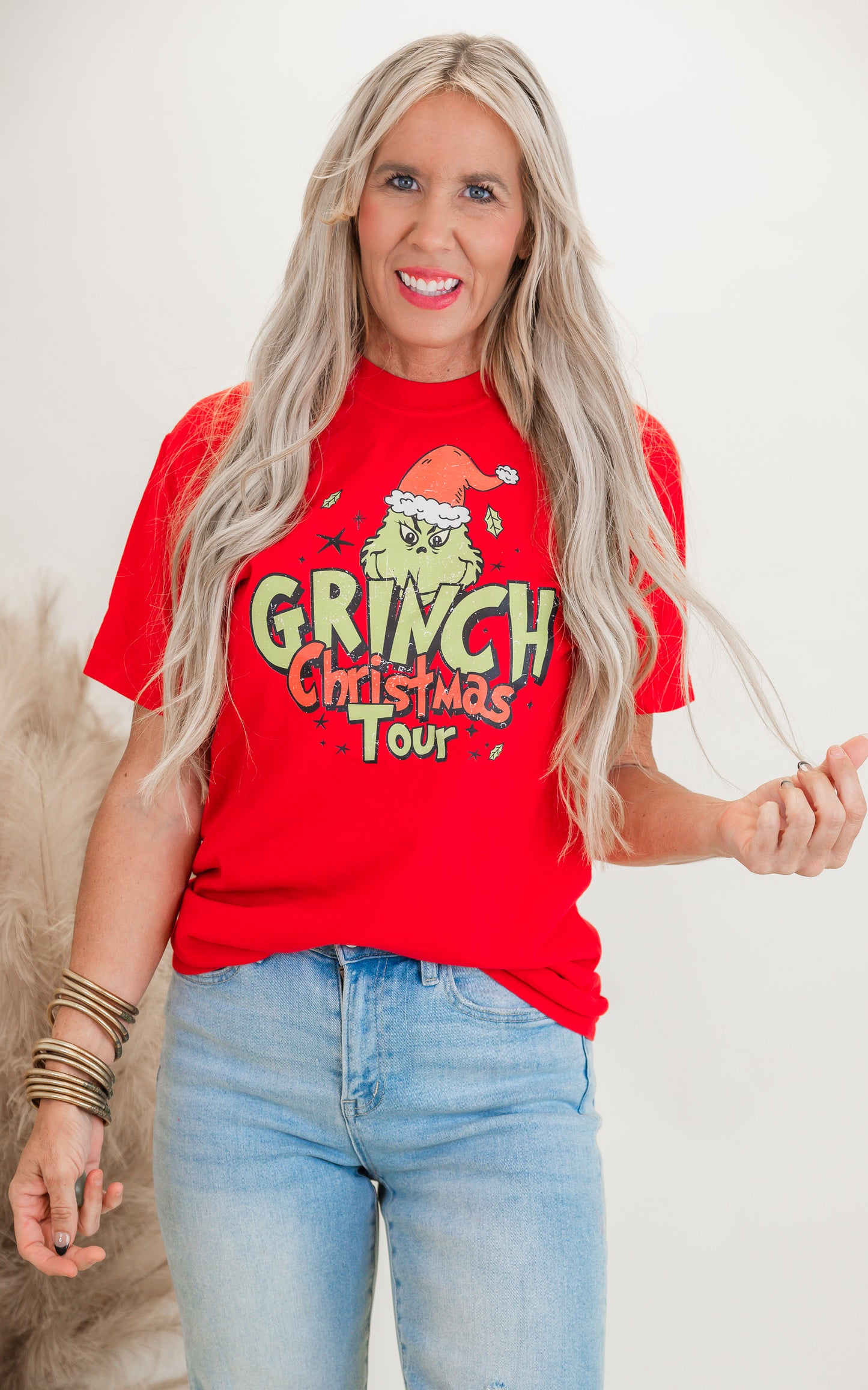 Grinch Christmas Tour Garment Dyed Graphic T-shirt**