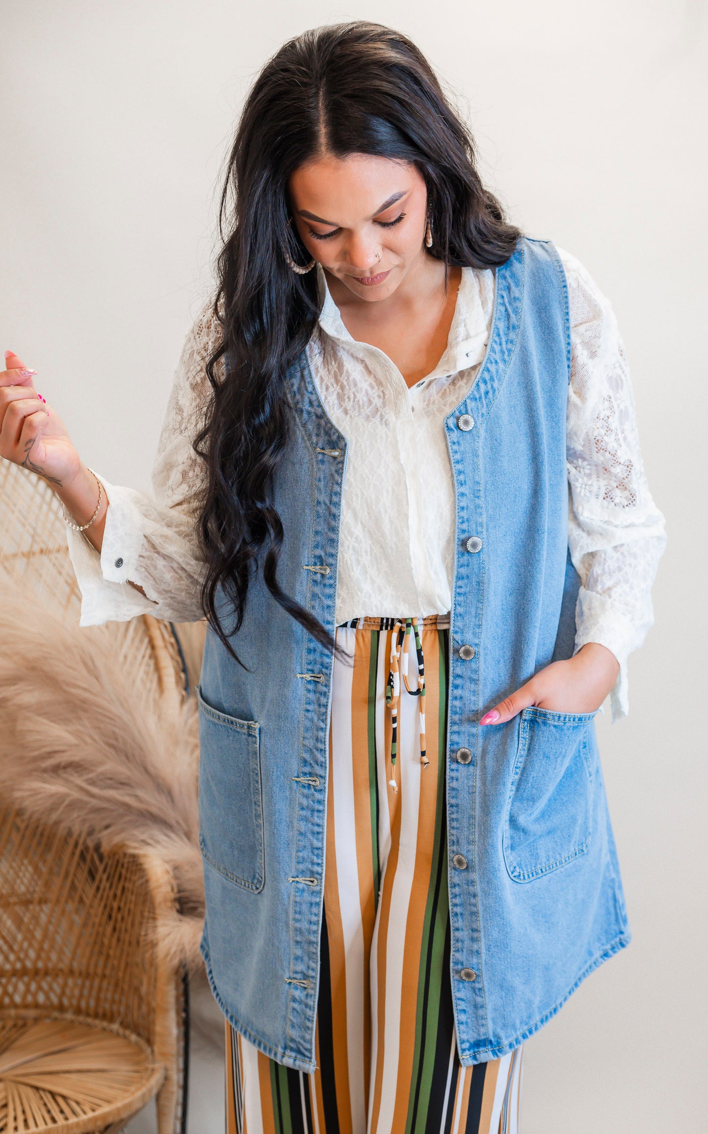 Button Up Denim Mini Dress - Final Sale