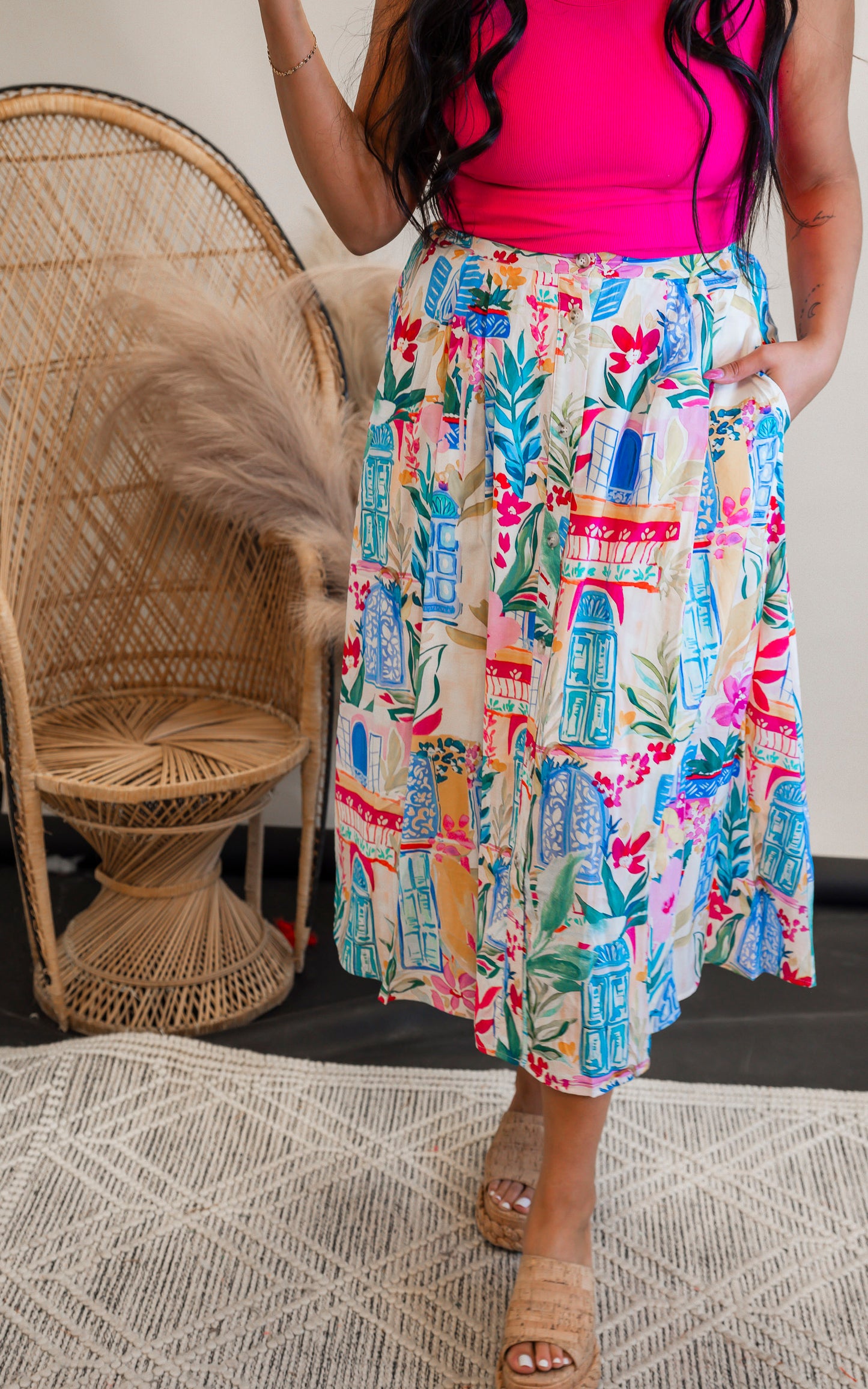 Sweet Dreams Front Button Midi Skirt