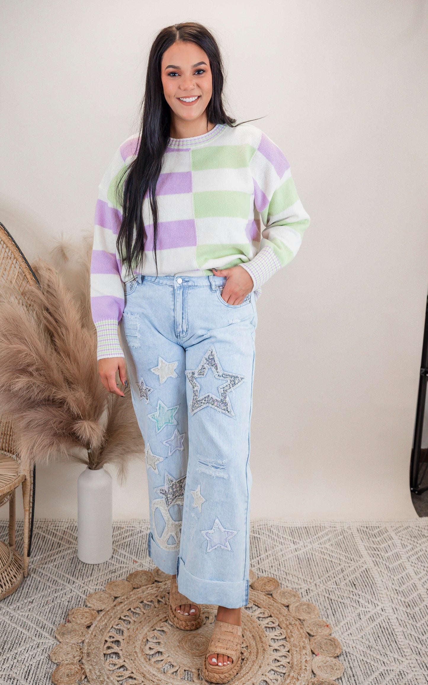 Chill Stripe Squad Sweater | PEACH LOVE