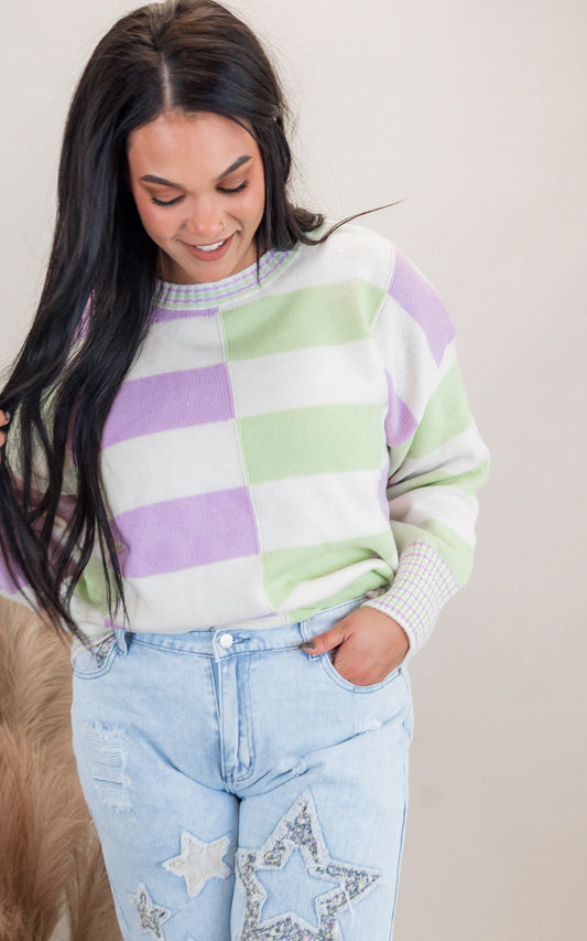 Chill Stripe Squad Sweater | PEACH LOVE