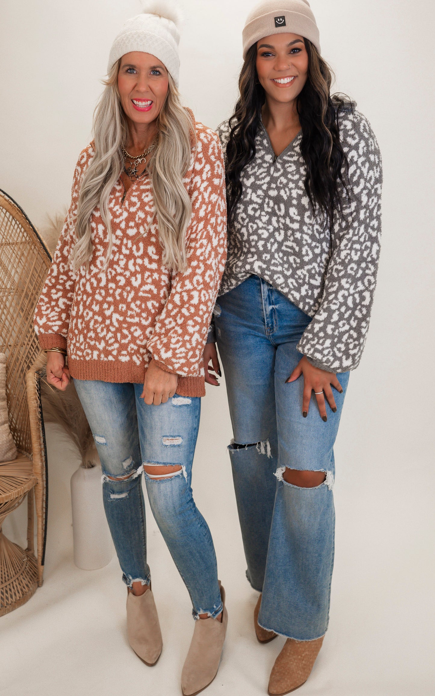 Cheetah 1/2 Mock Neck Dreamer Pullover | Salty Wave (3 COLORS)