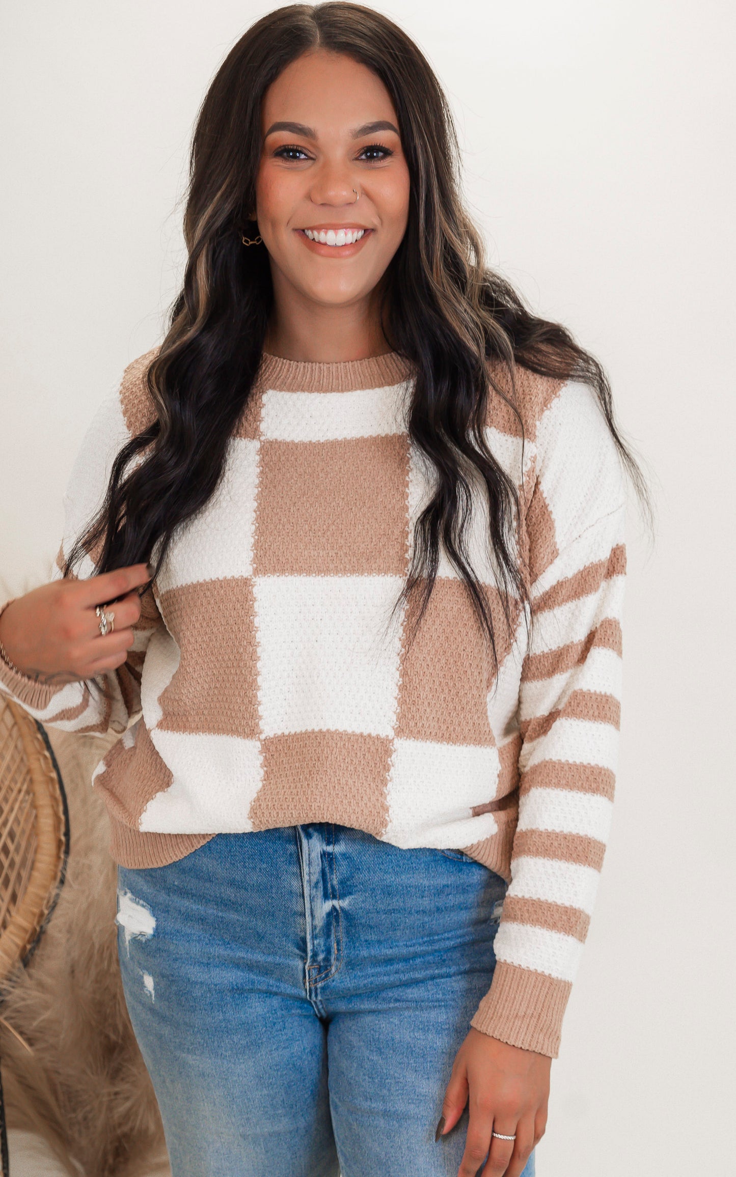 Checkmate Stripes Sweater| Salty Wave (3 COLORS)
