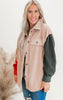 Taupe Fleece Color Block Shacket - Final Sale**