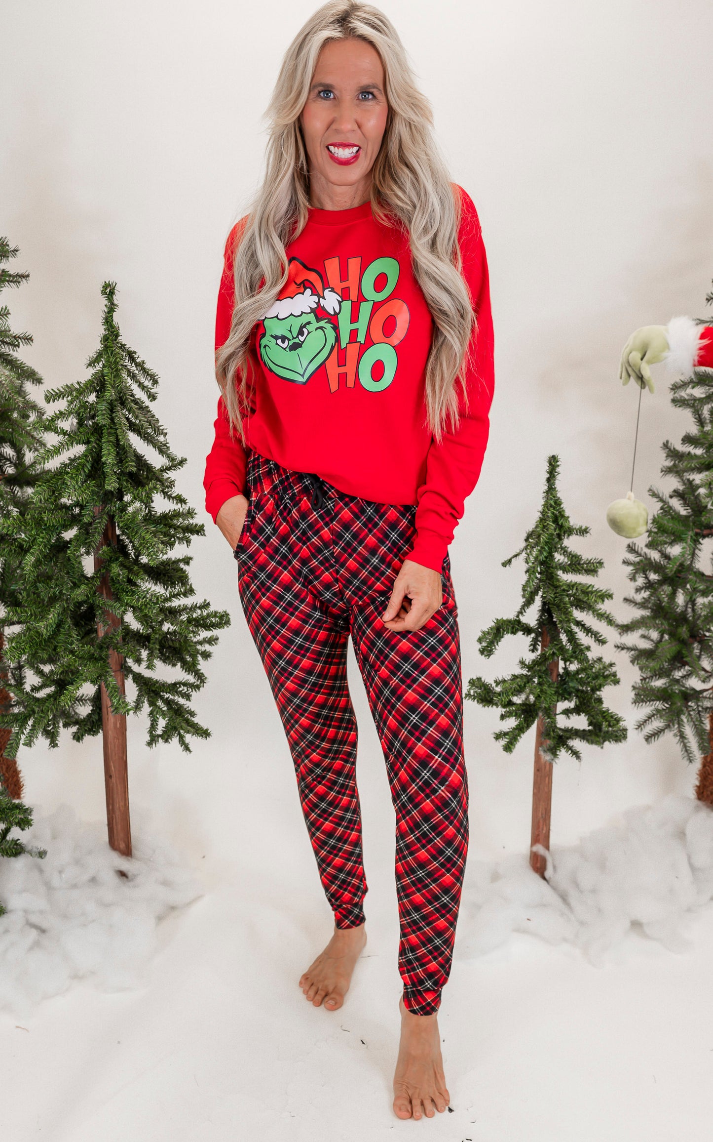Red Tartan Plaid Buttery Soft Joggers - Final Sale