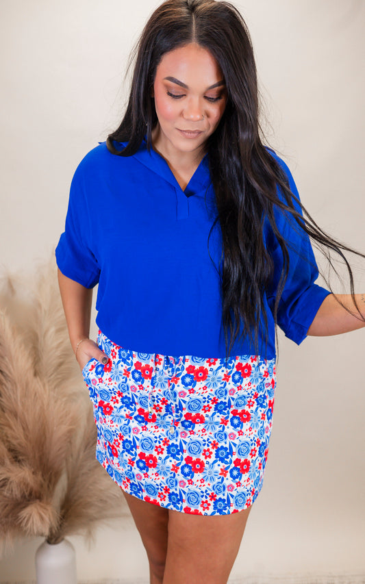 Royal Airflow Short Sleeve Blouse - Final Sale