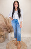 High Rise Cropped Raw Hem Denim Jean | MICA - Final Sale