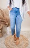 High Rise Cropped Raw Hem Denim Jean | MICA - Final Sale