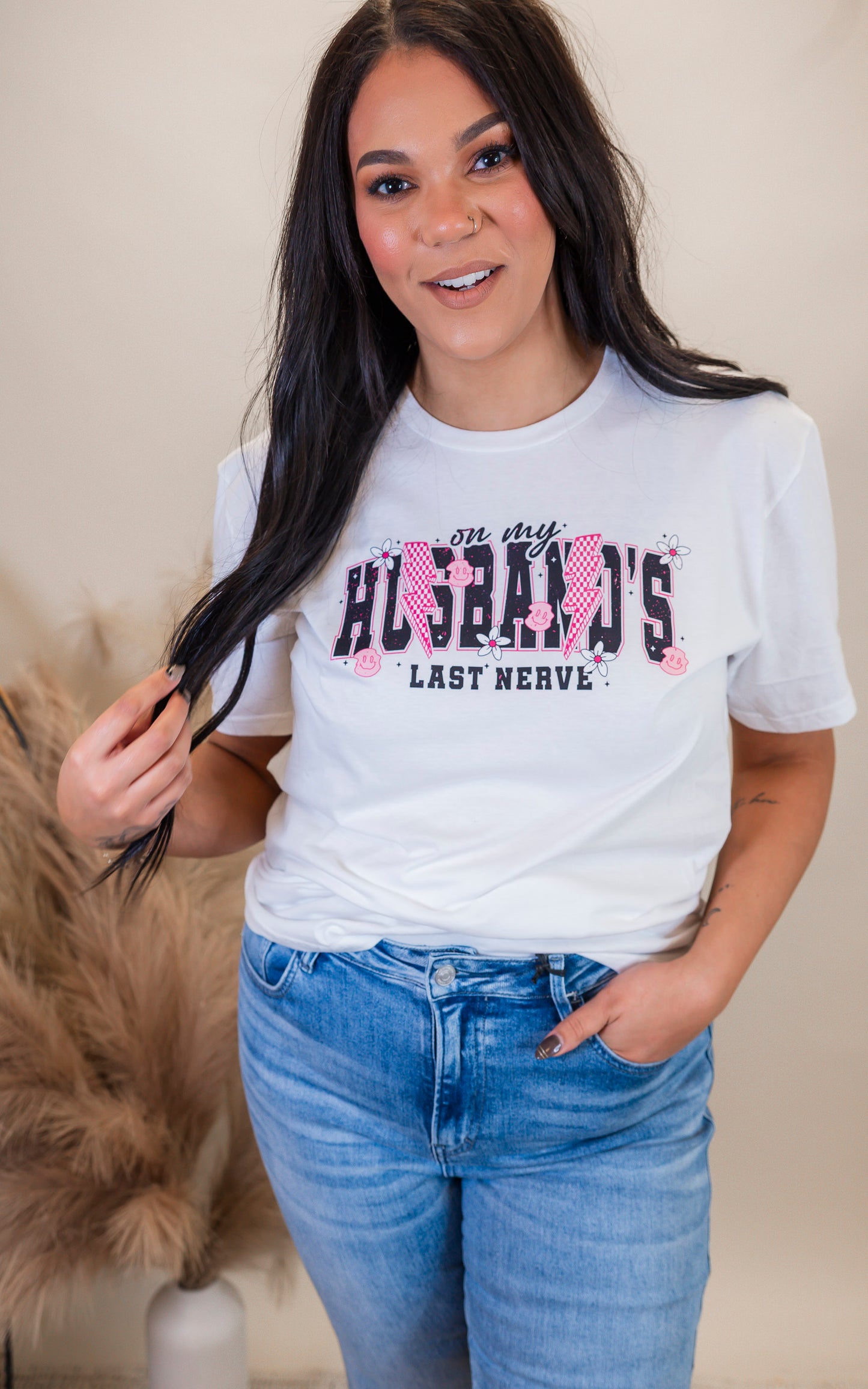 On My Husband's Last Nerve Graphic T-shirt