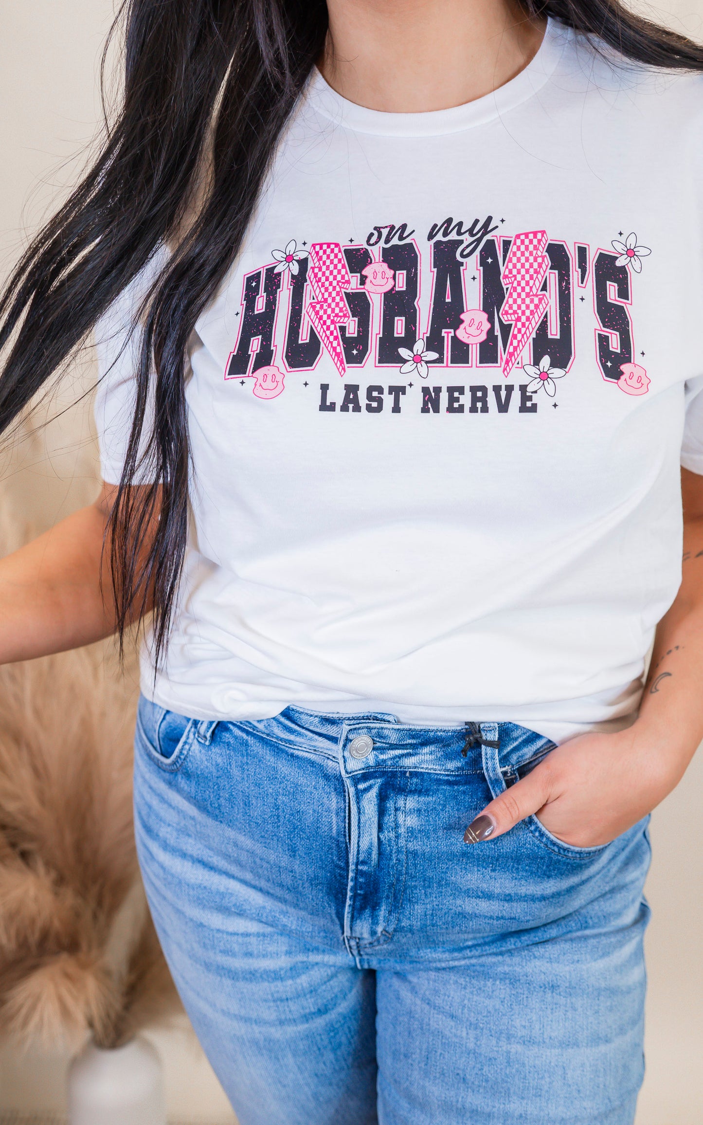 On My Husband's Last Nerve Graphic T-shirt