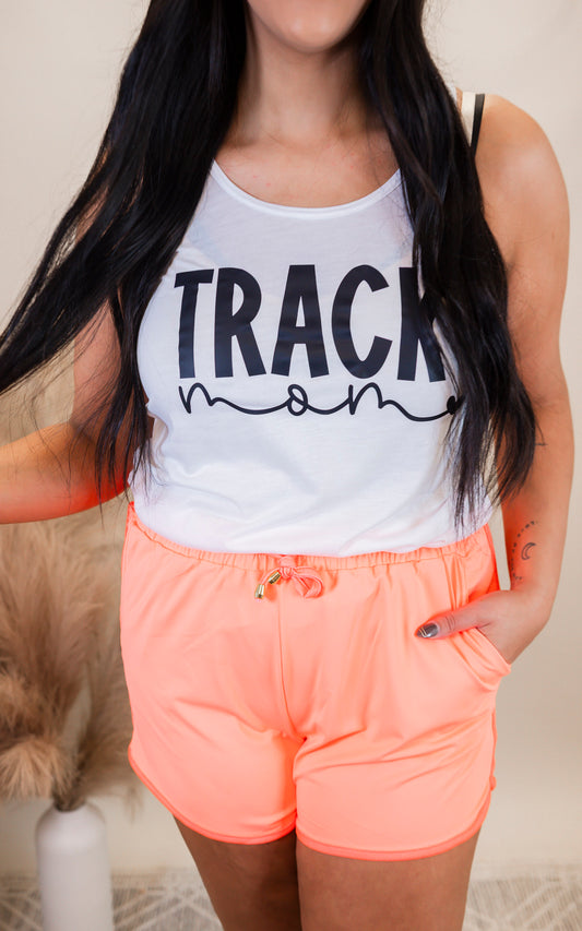 Track Mom Graphic Racerback Tank Top
