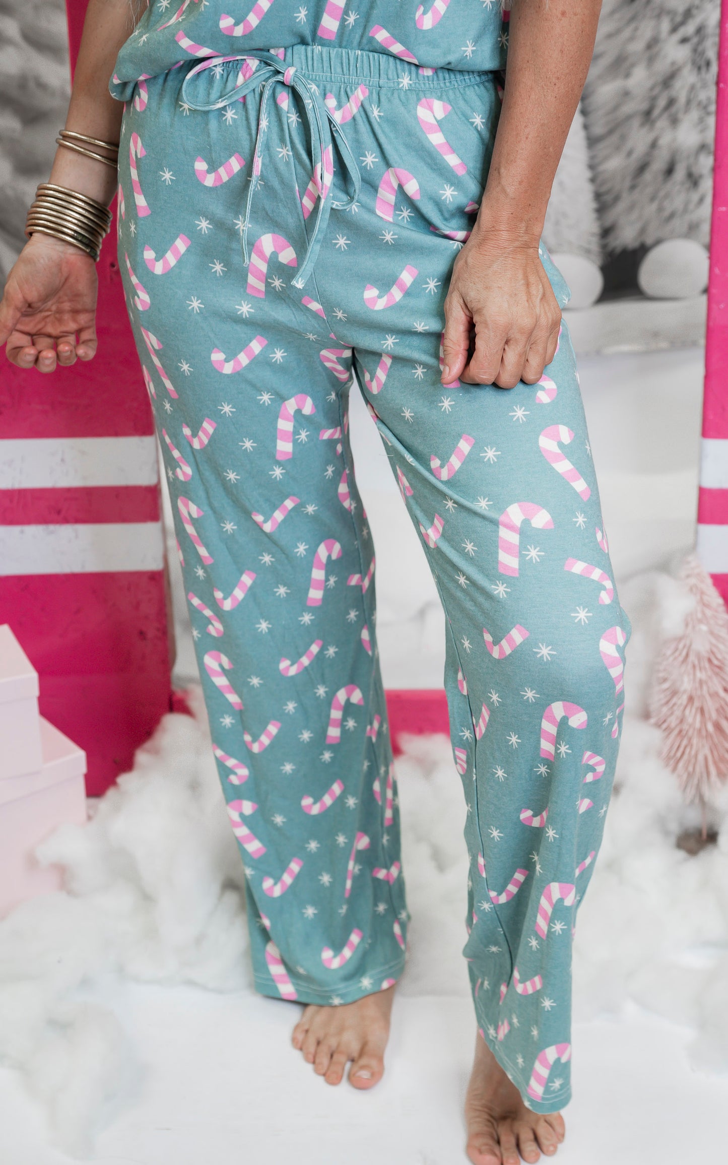 Mint Candy Canes Pajama Pant Set by Salty Wave (TOP & BOTTOM)*