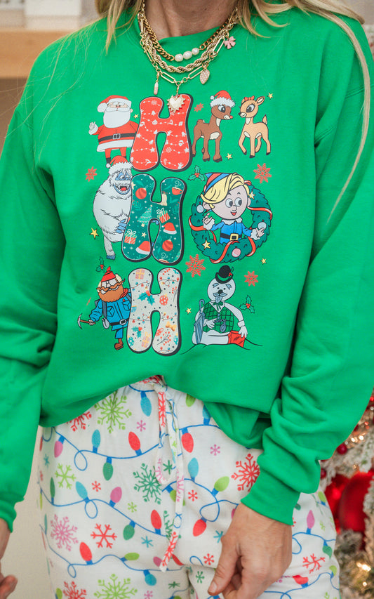 Misfits Ho Ho Ho Holiday Green Graphic Crewneck Sweatshirt**