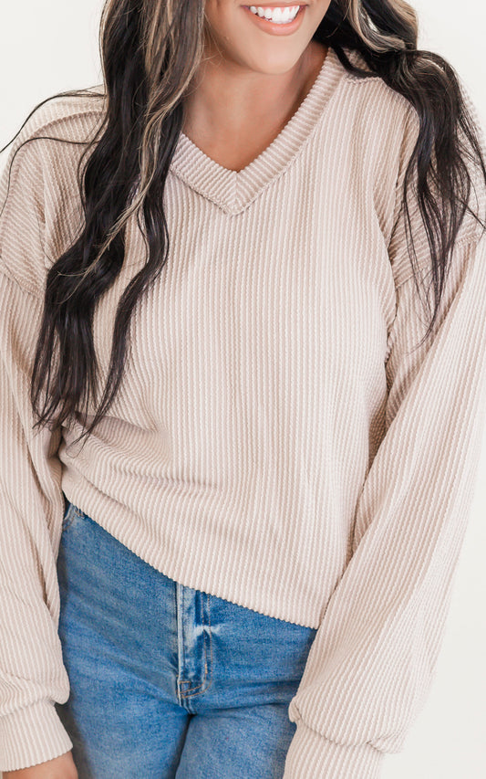 Urban Puff Sleeve Ribbed Top** -Final Sale