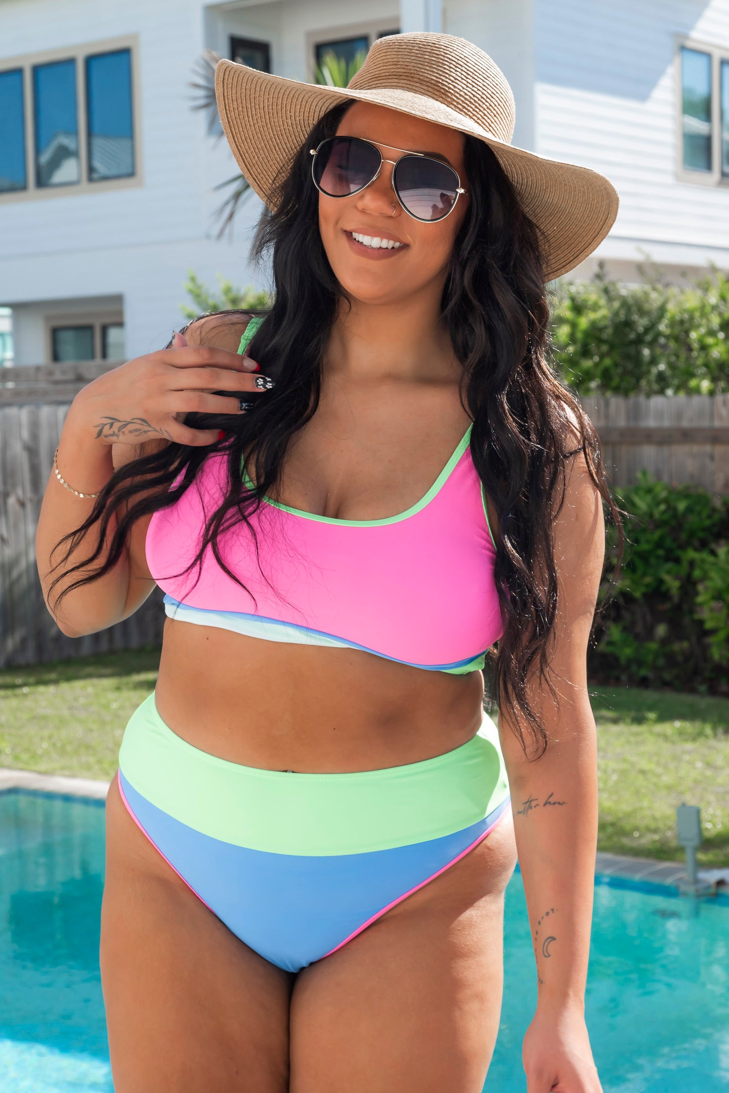 Tropical Breeze Color Block Beach Bikini Swimsuit | Salty Wave - Final Sale