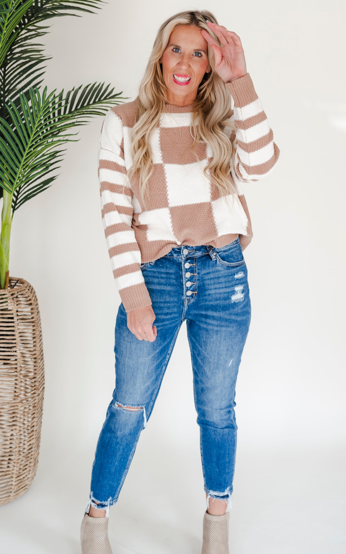 Checkmate Stripes Sweater| Salty Wave (3 COLORS)