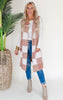 Mocha Checked Long Sweater Vest | SALTY WAVE