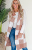 Mocha Checked Long Sweater Vest | SALTY WAVE