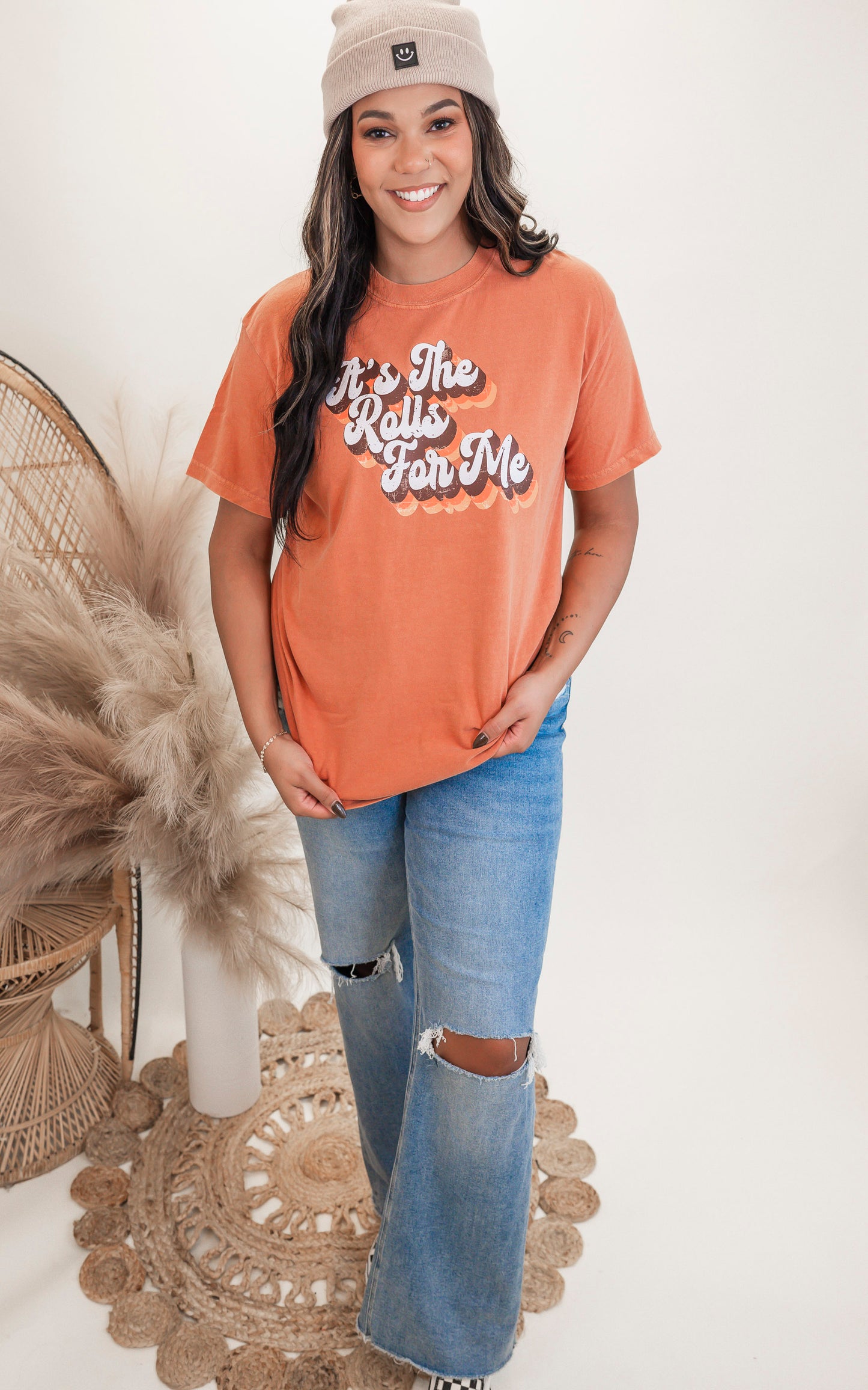 Its the Rolls for Me Garment Dyed Graphic T-shirt - Rust - Final Sale