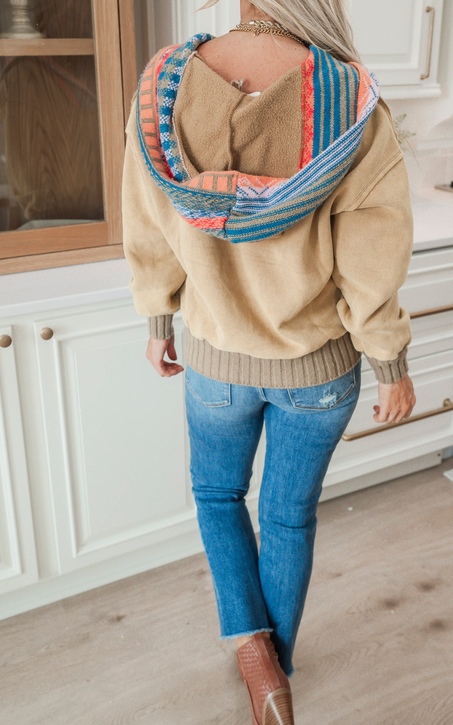 Camel Washed Multi Color Hoodie Pullover