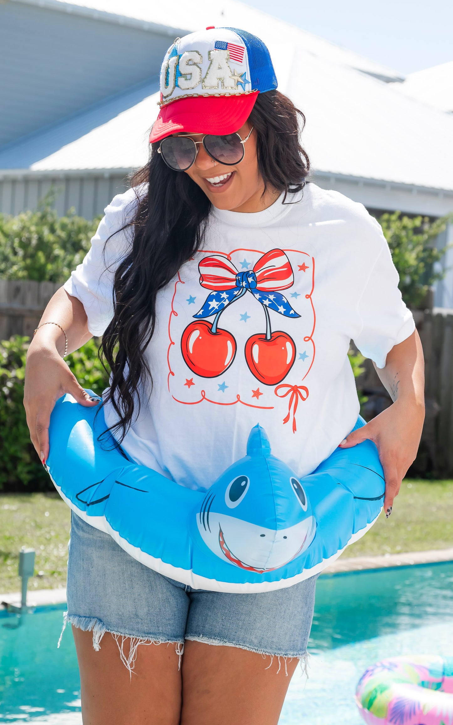 Red White & Cherry Garment Dyed Graphic T-shirt