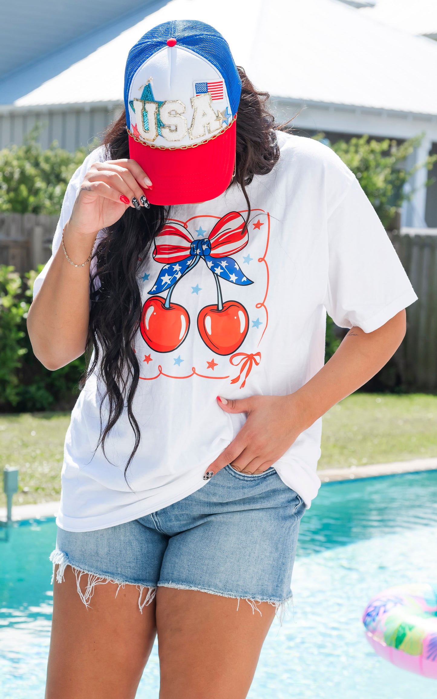 Red White & Cherry Garment Dyed Graphic T-shirt