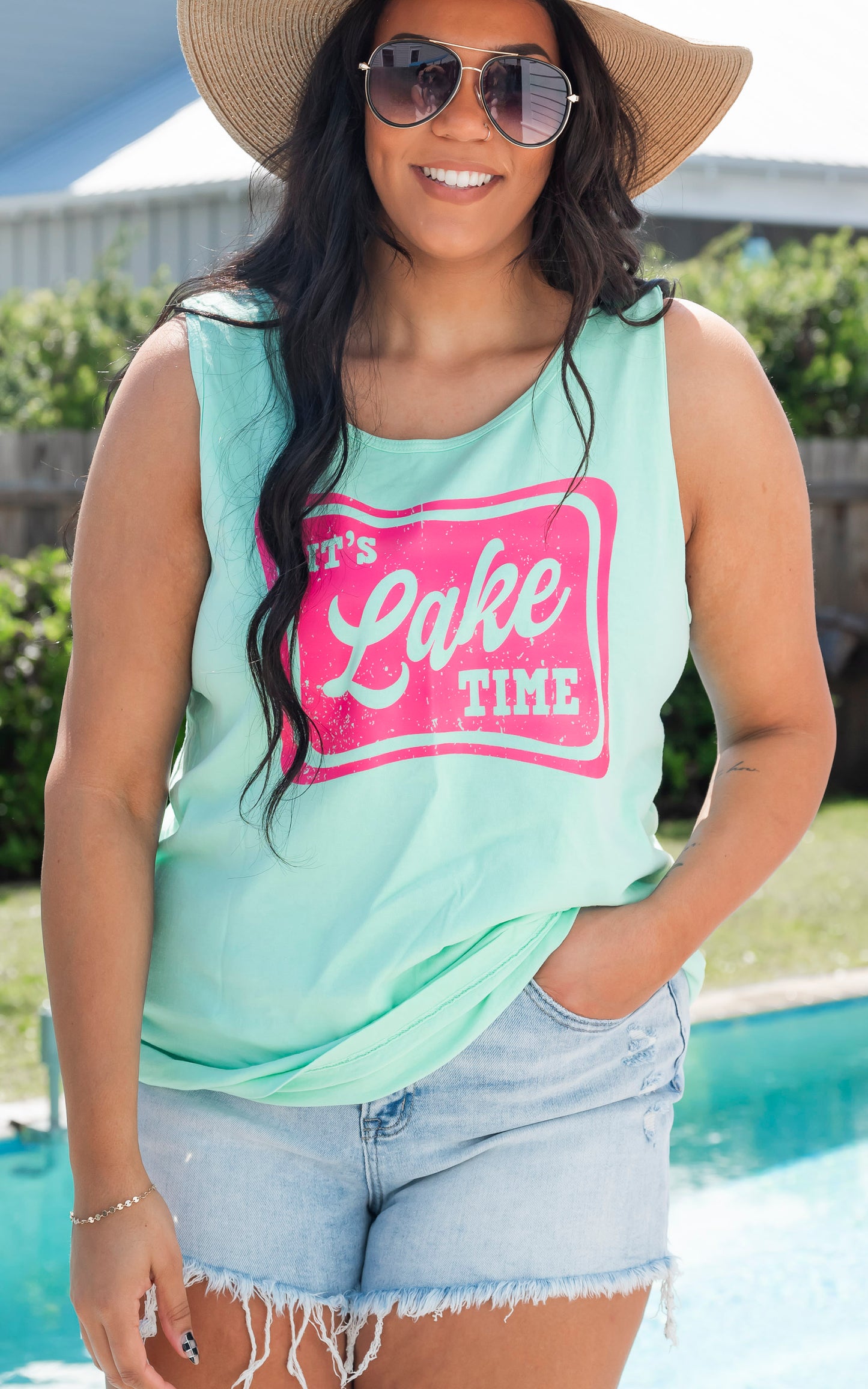 Lake Time Garment Dyed Graphic Tank Top - Final Sale