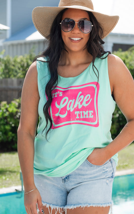 Lake Time Garment Dyed Graphic Tank Top - Final Sale