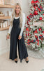 Black Solid Wide Leg Knit Jumpsuit - Final Sale