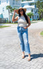 High Rise Straight Leg w/ Cuffed Hem Denim Jean | MICA -FINAL SALE