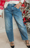 Dark Sapphire Super High Rise Barrel-Leg Denim Jeans | MICA *30A SEPT PREORDER