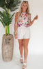 Taupe Floral Halter Top | WHITE BIRCH - Final Sale