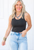 Classic Black Crop Tank Top | Salty Wave *FINAL SALE
