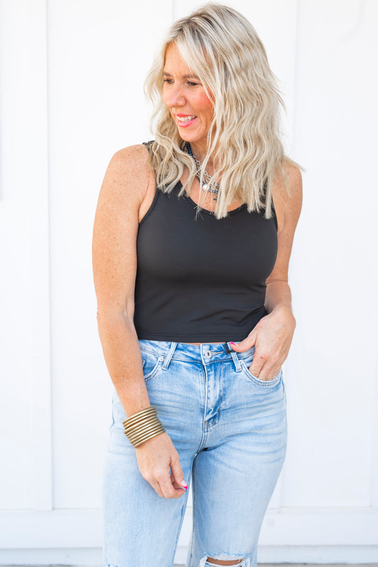 Classic Black Crop Tank Top | Salty Wave *FINAL SALE
