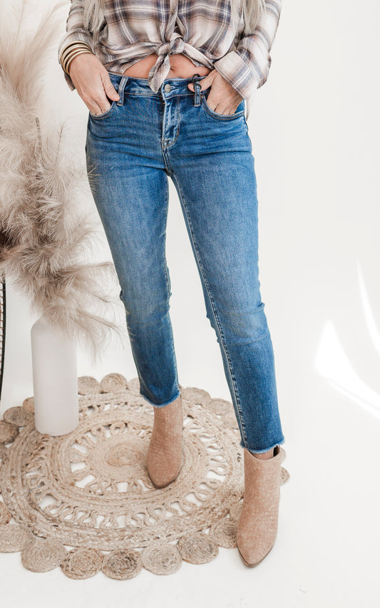 MICA | The Marine Blue Freestyle MidRise Crop Denim Jean** - Final Sale