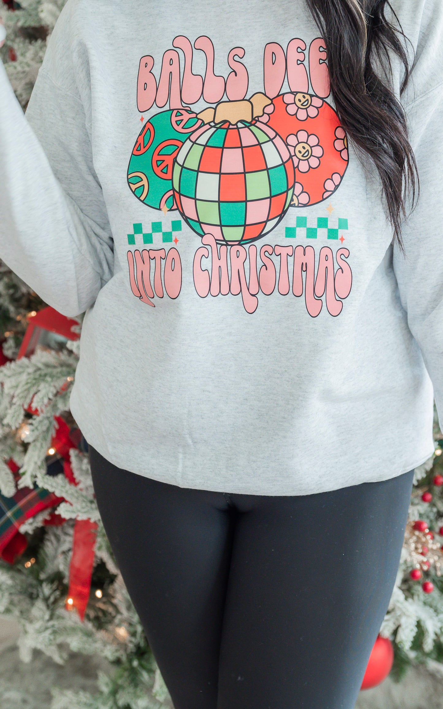 Balls Deep Holiday Heather Grey Graphic Crewneck Sweatshirt**