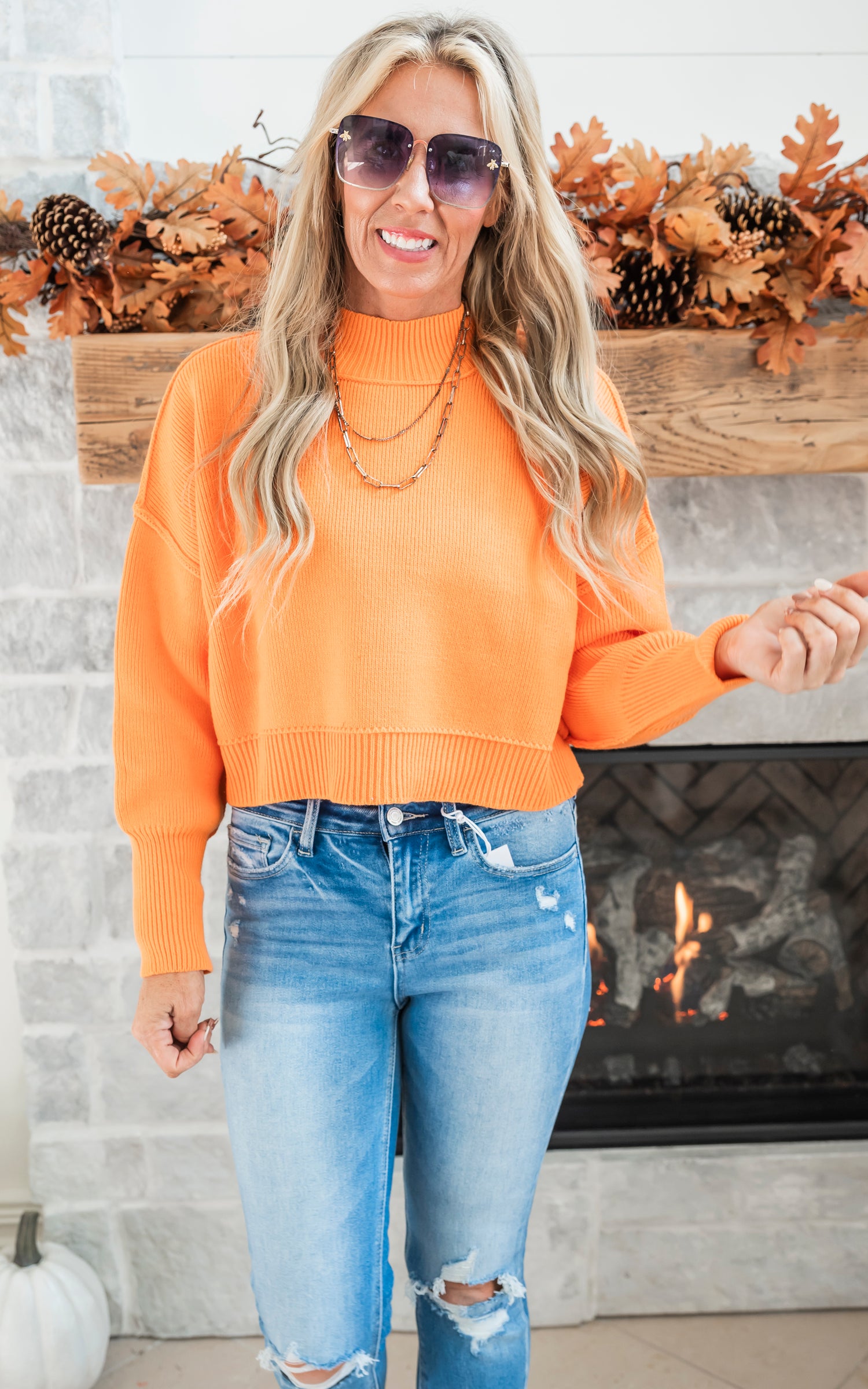 orange sweater