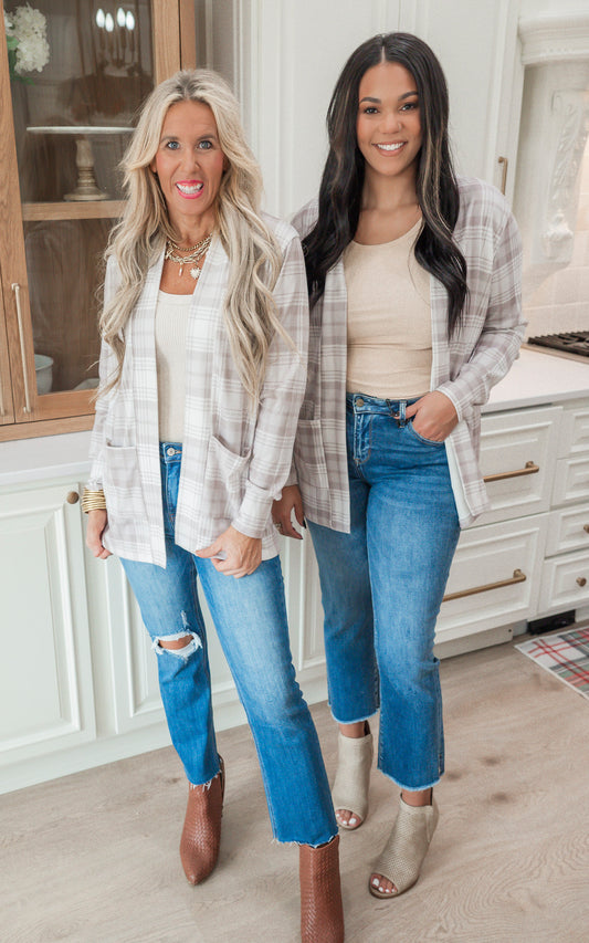 Forever Favorite Plaid Cardigan in Cream Mocha #3 | Salty Wave * - Final Sale