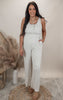 Natural Stripe Sleeveless Milkmaid Jumpsuit