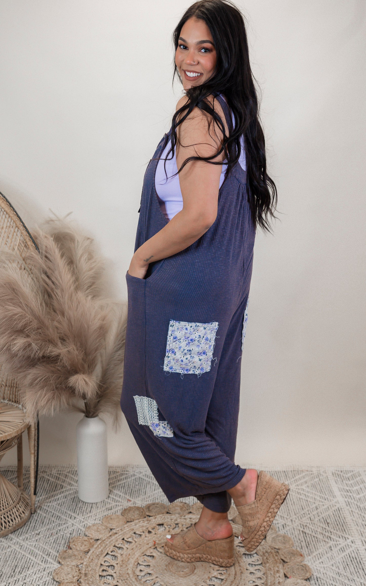 Ink Navy Patchwork Paradise Jumpsuit