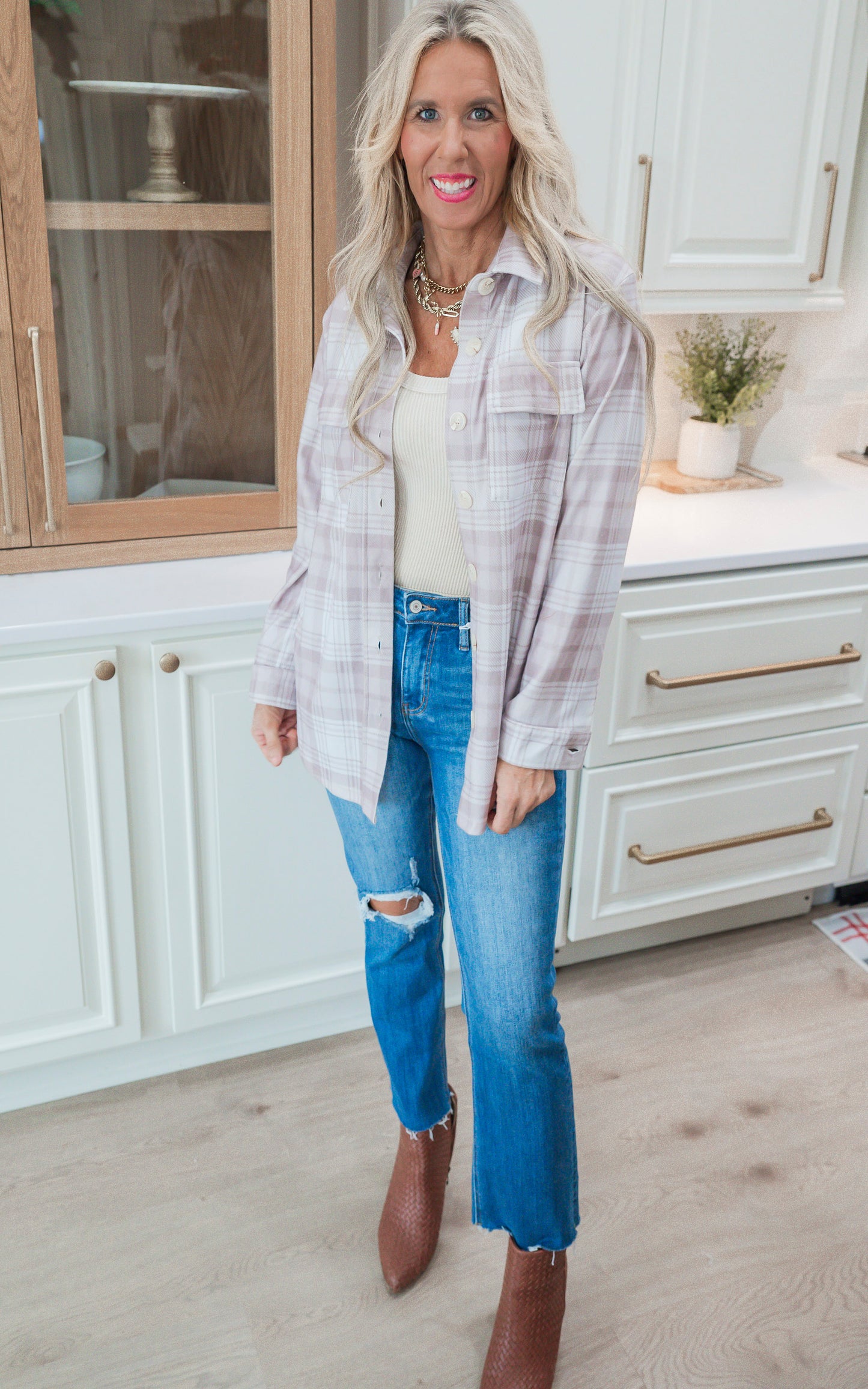 Forever Favorite Plaid Shacket in Cream Mocha #6 | Salty Wave *DEAL-FINAL SALE
