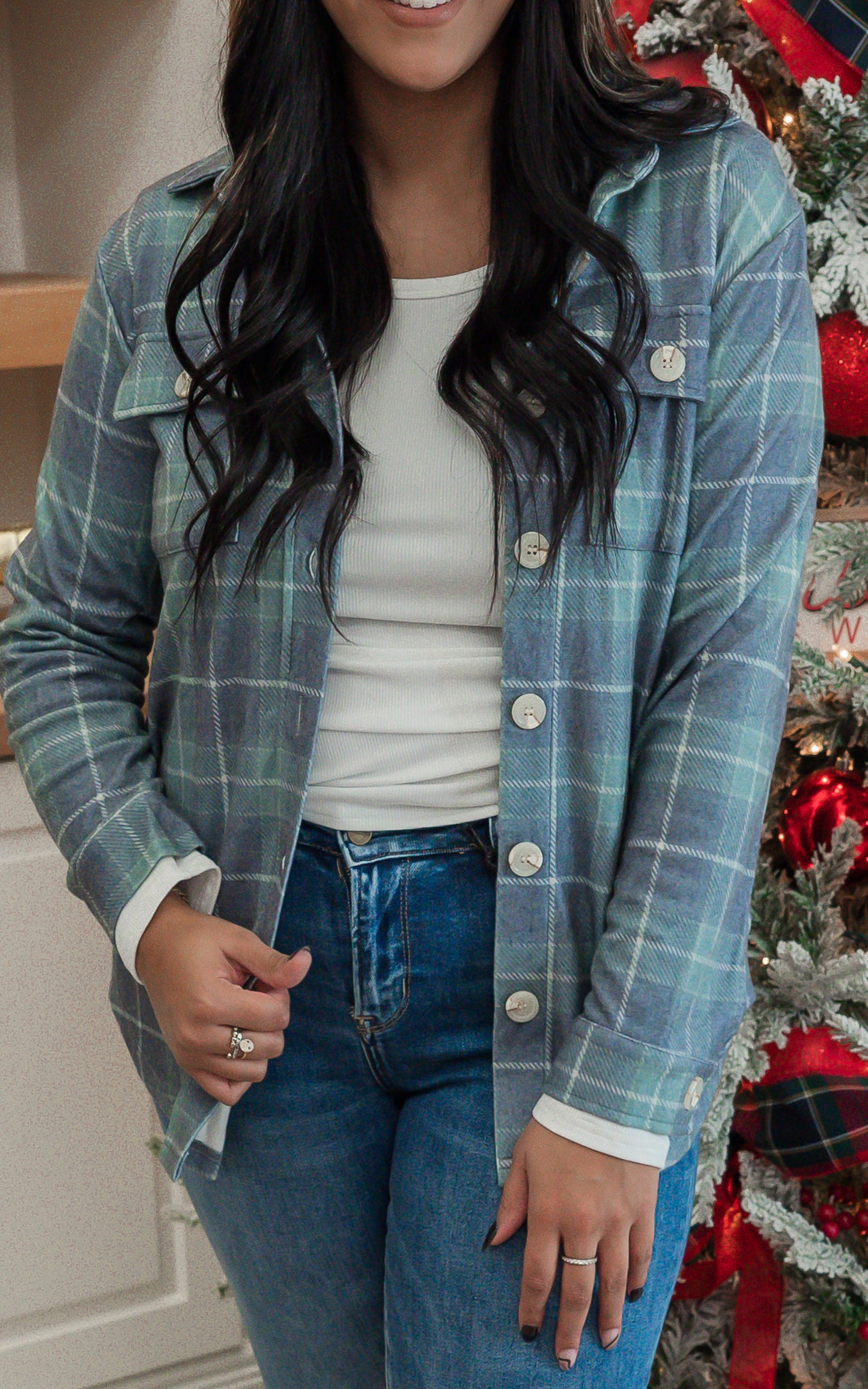 Forever Favorite Plaid Shacket in Green Navy #7 | Salty Wave *DEAL-FINAL SALE
