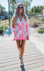 Pink Botantic Boarder Long Sleeve Beach Dress - Final Sale